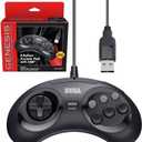 Retro-Bit Official Sega Genesis USB Controller 6-Button Arcade Pad for Sega Genesis Mini, PS3, PC, Mac, Steam, Switch - USB Port - (Black)
