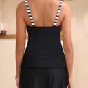 Yonique Womens Underwire Tankini Swimsuits with Skirt Two Piece Bathing Suits Tummy Control Swimwear (Black, XXL)
