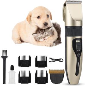 Dog Clipper with Rechargeable, Pet Shaver Cordless Electric Quiet Hair Clipper Set for Pets