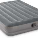 Intex 64114E Dura-Beam Standard Prestige Air Mattress: Fiber-Tech – Queen Size – Built-in USB Electric Pump – 12in Bed Height – 600lb Weight Capacity 