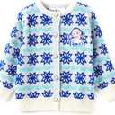 Disney Stitch Frozen Elsa Minnie Mouse Toddler Girl Knit Sweater Button up Cardigan Long Sleeve Crewneck Pullover 2-13 Years (5-6 Years)