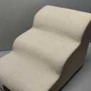 Dog Stairs for Small Dogs 15.7" H, Curved Dog Step for Puppy, Older Cat, Medium Pet Ramp for Sofa, Couch or Bed, Ladder with High Density Foam, 15.7x22.4x15.7 inch, 3 Step, Beige