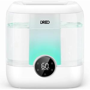 Dreo 6L Top Fill Humidifiers for Bedroom, 60H Runtime, 28 dB Quiet Supersized Cool Mist Humidifiers for Large Room, Air Humidifier for Home, Baby, Plant, Indoor, Night Light, Ultrasonic (White)