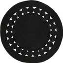 Jute Braided Rug, Round Jute Area Rug, Handmade Boho Farmhouse Style,Ideal for High Traffic Areas in Living Room, Bedroom (Black, 3' x 3')