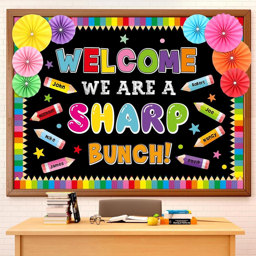 3D Pencil Welcome Back to School Bulletin Board Decorations Set for Classroom Cutouts Back to School Colorful Paint Theme Bulletin Board Borders Letters Kindergarten Preschool Classroom Decor