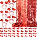 Kanayu 108 Pcs Valentines Day Accessories 36 Valentines Heart Headbands 36 Heart Shaped Sunglasses 36 Bead Necklaces for Valentine Party Favors Supplies Bachelorette Decorations(Red)