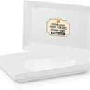 6 Pack Extra Large Plastic Serving Trays for Party - 16 x 11 White Large Serving Tray - Heavy Duty White Plastic Trays for Food - Rectangular Party Serving Trays and Platters