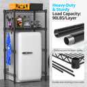 Hodonas Adjustable Mini Fridge Stand, Black, 26.58" W x 20.28" D x 65.56" H