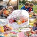 Chilled Snackle Box Container with Ice Tray - 8 Compartment Serving Tray with Lid & Handle, Leak-Proof & Odor-Free Snack Box, Portable Cold Food Platter for Picnic, Party, Travel, Road Trip, 1 pcs 8 compartments with ice cube tray