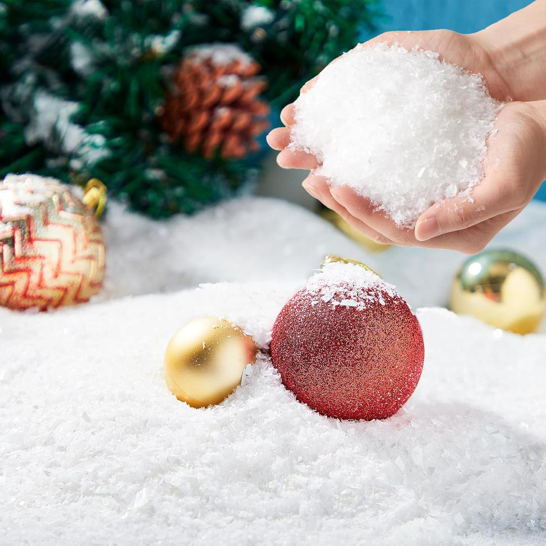 JOYIN 2 Pack 10 Oz Artificial Dry Plastic Snow 280g Plastic Artificial Snowflakes for Christmas Tree Decoration Party Home Holiday Decor and White Displays