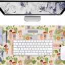 AUPET Leather Large Mouse Pad Desk Blotters  35 x 17in Cute Desk Mat with PU Surface, Non-Slip Desk Pad Protector,Waterproof Desk Writing Pad for Office Home (Beach Sunbathing)