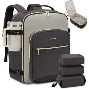 LOVEVOOK 40L Travel Backpack for Women & Men, Airline Approved Carry On Luggage with 3 Packing Cubes, TSA Overnight Bags, Waterproof Personal Item Bag, Weekender Essentials Backpacks fits 17" Laptop (Dark Grey-light Grey-black)