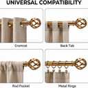 Metal Gold Curtain Rods 18 to 88 Inches, 1 Inch Modern Metal Drapery Rods, Adjustable Heavy Duty Brushed Nickel Curtain Pole, with Twisted Cage Finial(30"-88"Soft Golde)