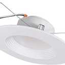 SYLVANIA 5"/6" Recessed LED Downlight Kit with Integrated Trim, 65W Equivalent Efficient 8.5W, Dimmable, 675 Lumens, 80 CRI, 4000K, Bright White (40622) Pack of 2