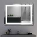 LED Bathroom Mirror, 32x24 Inch Bathroom Vanity Mirror Wall Mounted with 3000K-6000K Adjustable, Anti-Fog, Smart Touch Button, Stepless Dimmable Lighted Makeup Mirror, Horizontal/Vertical