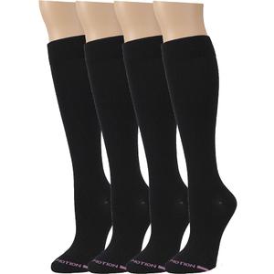 Dr. Motion 4 Pairs Graduated Compression Kneehi Women's Socks (Black)