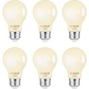 Dimmable E26 LED Light Bulb 60 Watt Equivalent, Sigalux Energy Star Certified Daylight 2700K LED Filament Bulb, A19 LED Edison Vintage Antique Frosted Bulbs with Medium Base, 800LM, UL Listed, 6 Packs (Soft White)