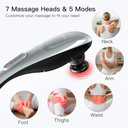MEGAWISE Handheld Back Massager | Deep Tissue Percussion Massage for Back, Neck, Shoulders, Waist and Legs (Cordless Silver)