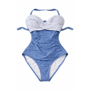 B2prity Women's One Piece Swimsuits Tummy Control V Neck Bathing Suits Tie Back Slimming Front Cross Swimwear,  Medium