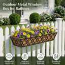2 Pack 30 Inch Railing Planter Box with Coco Liner, Adjustable Metal Window Box Planter for Balcony Deck Fence, Hanging Flower Basket for Outdoor Garden, Black