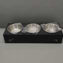 Elevated cat Bowls with Non-Slip Base, 15Tilted Integrated Stand Anti Vomiting Raised Cat Dishes, Includes 3 Stainless Steel Bowls for Food and Water, Suitable for Cats and Small Dogs.