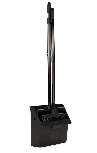 Carlisle FoodService Products DuoPan Upright Dust Pan and Broom Set, Essential Cleaning Tools for Home and Commercial Use, 36" Handle, 1 Count, Black
