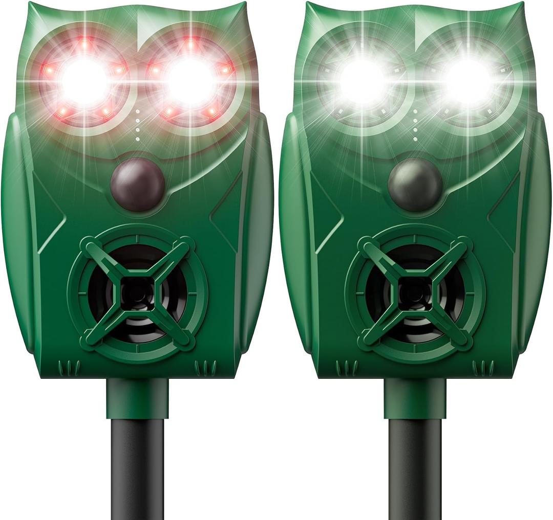 Solar-Powered Ultrasonic Animal Repellent with Motion Sensor, Waterproof Deer Repellent Device with Visual Indicator for Outdoor Yards, Garden, Effective to Repel Deer, Coyotes, Raccoons, and Cats