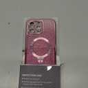 360 Spin CD Stand for iPhone 16 Pro Max Case Compatible with Magsafe Ring [Never Yellow][DIY Glitter Cardstock] Camera Protection Plating Clear Cute Phone Case for Women Girls 6.9'', Pink