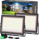 2 Pack 120W LED Flood Lights Outdoor, IP66 Waterproof 14400LM Plug in Work Light with 6FT Long Cord&Switch, 5000K Daylight White Outside Security Floodlights for Yard, Garden, Garage, Driveways