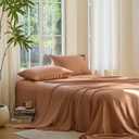 DOZ Sheet Set, 100% Viscose derived from Bamboo, Organically Grown, Buttery Soft, Cooling Sheets, High GSM, Deep Pockets - 4 Piece - 2 Pillowcases 1 Fitted Sheet 1 Top Sheet (Clay, King)