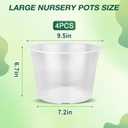 10 Inch Clear Nursery Pots with Drainage Holes, 4 Pack Flexible Large Plant Pots for Plants, Plastic Clear Nursery Pots for Seedling, Shrubs, Herbs, Flowers, Vegetables