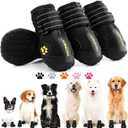 Hcpet Dog Shoes, Dog Boots for Small Dogs, Waterproof Medium Dog Booties Paw Protector for Summer Hot Pavement, Winter Snowy Day, Outdoor Walking, Indoor Hardfloors Anti Slip Sole Black Size 1, Width 1.57 inch, For 10-23 lbs