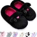 WateLves Toddler Slippers Unisex-Child Full Wrapped Bedroom Slipper Boys Girls Comfortable Winter House Shoes(Toddler/Little Kid/Big Kid) (9-10 Toddler, Black Cat)