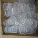 Chunful 100 Pack Mini Clear Plastic Jewelry Box Earring Organizers Small Storage Containers with Hinged Lid for Earrings Pearl Bracelets and Small Accessories