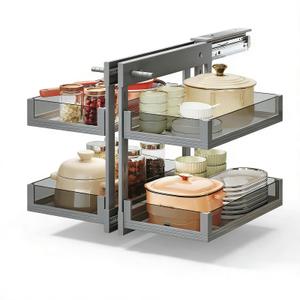 VinLeap Blind Corner Cabinet Pull Out 13", 14.1", 15.3", 16.9", 2 Tier Kitchen Cabinet Organizer, Left & Right Open Compatible, Blind Corner Kitchen Cabinets, Cabinet -700