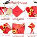 Wavwavw 59 Pcs DIY Graduation Cap Decorations Kit, Red 2026 Grad Cap Decor with Lights Included Bow Faux Daisy Flowers 3D Butterfly Pearl Letters Stickers Construction Paper for DIY Grad Hat Topper