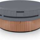 AKEfit Round Hot Tub Cover, 600D Polyester Waterproof for Hot Tub, UV Protection & Windproof, 80''x 14'', Grey (Gray)
