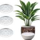 3PCS Round Planter Inserts for Large Tall Pots, 15.7" Stainless Steel Flower Pot Lift Insert Portable Planter Accessories Circular Plant Riser for Inside Pots with Drainage Hole, Use Less Potting Soil