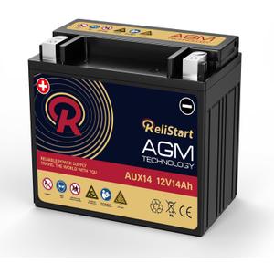 AUX14 Auxiliary Battery, 12V 14Ah AGM Battery, 200 CCA Rechargeable AGM Car Battery, BCI Group Size 400 Maintenance Free Battery