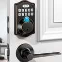 keyless Entry Door Lock deadbolt with Handle Set-Front Smart Door Locks for Front Door-with 2 Lever Handles-Electronic Keypad Code Deadbolt,Fingerprint Door Lock-Auto Lock (Oil Rubbed Bronze)