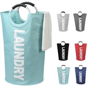DOKEHOM 125L X-Large Collapsible Washing Laundry Basket Bag (7 Colors) for Bedroom, Fabric (Light Blue, XL)