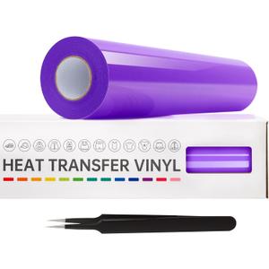 VinylRus Heat Transfer Vinyl-12 x 20ft Purple Iron on Vinyl Roll for Shirts, HTV Vinyl for Silhouette Cameo, Easy to Cut & Weed