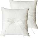 QIRMIZI 2 PC Wedding Ring Pillow - Lace Pearl Ivory Bearer Cushion for Your Perfect Wedding Party