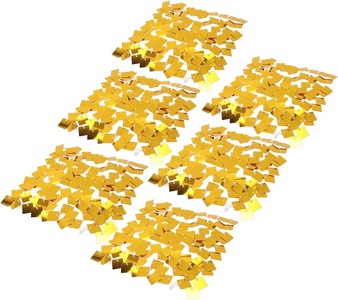 Light Gold Shimmer Wall Backdrop,6Pcs Gold Sliver Sequin Wall Panel Backdrop 11.8 x 11.8inch Sequin Wall Panels Photography Props for Party(Gold)