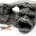 Gecko Hide Shale Scape Step Ledge, Reptile Rock Basking Platform Cave Hideout Tank Accessories Decorations, Great for Reptiles, Amphibians, Leopard Gecko, Snake, Lizard, Frogs, Turtle