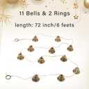 2 x Christmas Bell Garland for Mantel Decor, 6FT String of 11 Jingle Bells with 2 Hanging Loops Christmas Tree Home Door Vintage Decorations
