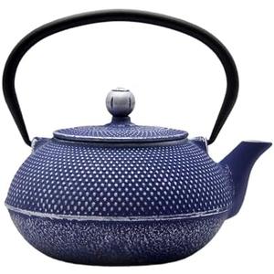 Cast Iron Teapot Tea Kettle with Stainless Steel Infuser for Stovetop Safe Coated with Enameled Interior Japanese Dark Blue Tetsubin for Loose Tea(30.4oz/900ml)