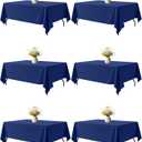 Navy Blue Rectangle Table Cloth - 6 Pack, 60"  102" Washable Fabric Tablecloth for 5FT Tables, Wrinkle-Resistant & Heat-Proof Table Cover for Weddings, Dinners & Parties