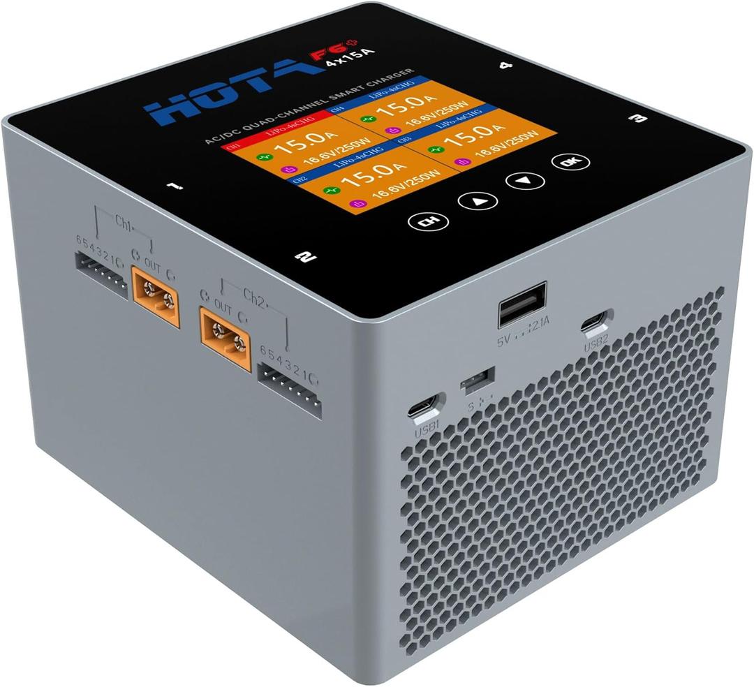 HOTA F6+ AC/DC AC500W DC250Wx4 15Ax4 Smart Balance Charger for Lipo LiIon NiMH Battery