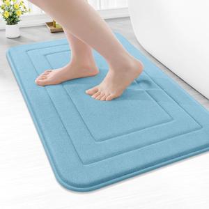 Arotive Memory Foam Bathroom Rug Mat 24x16, Ultra Soft and Absorbent Bath Mat, Machine Wash Dry, Comfortable Bath Rug Carpet for Bathroom Floor, Tub and Shower, Blue